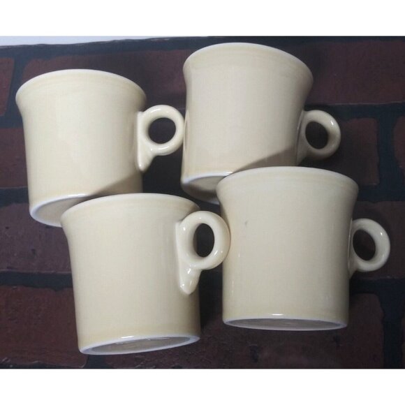 4 Homer Laughlin Fiesta Ware Coffee Mugs Yellow round handle - Picture 4 of 10